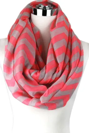 Chevron Infinity Scarf (gray/coral)