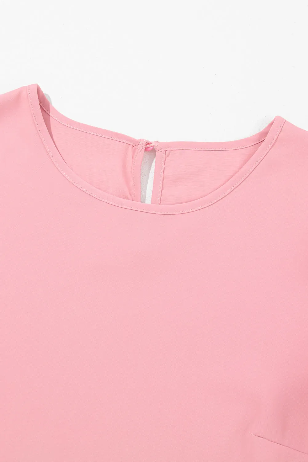 Contrast Applique Mesh Half Sleeve Blouse