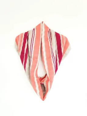 Cotton Infinity Scarf Handwoven Pink, Coral & Grey