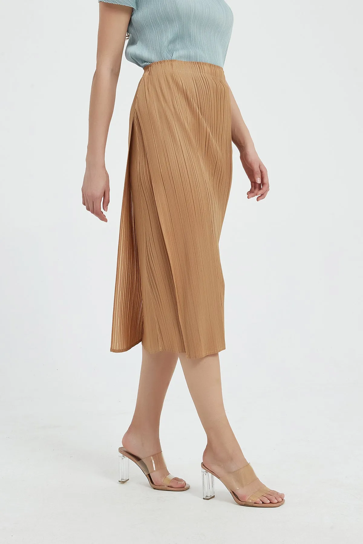 Giada Side Slit Pleated Pencil Skirt