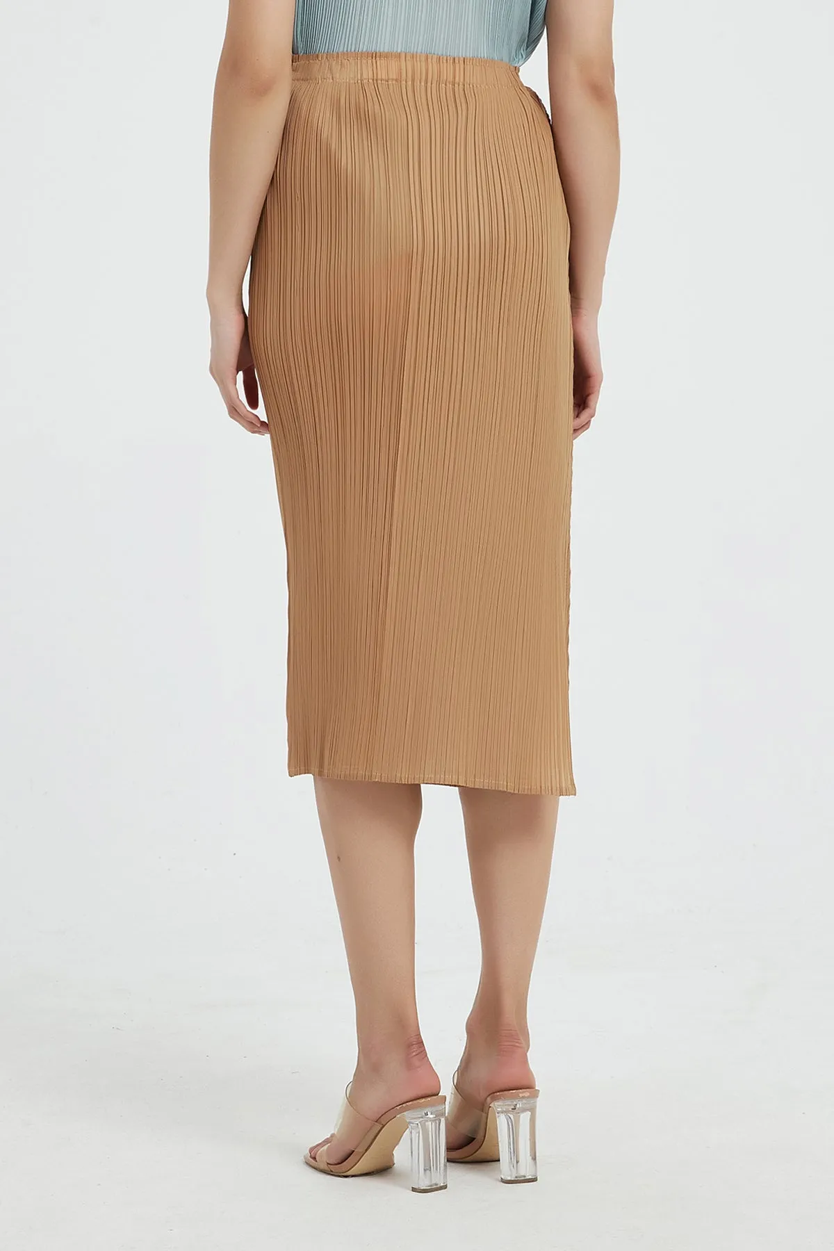 Giada Side Slit Pleated Pencil Skirt