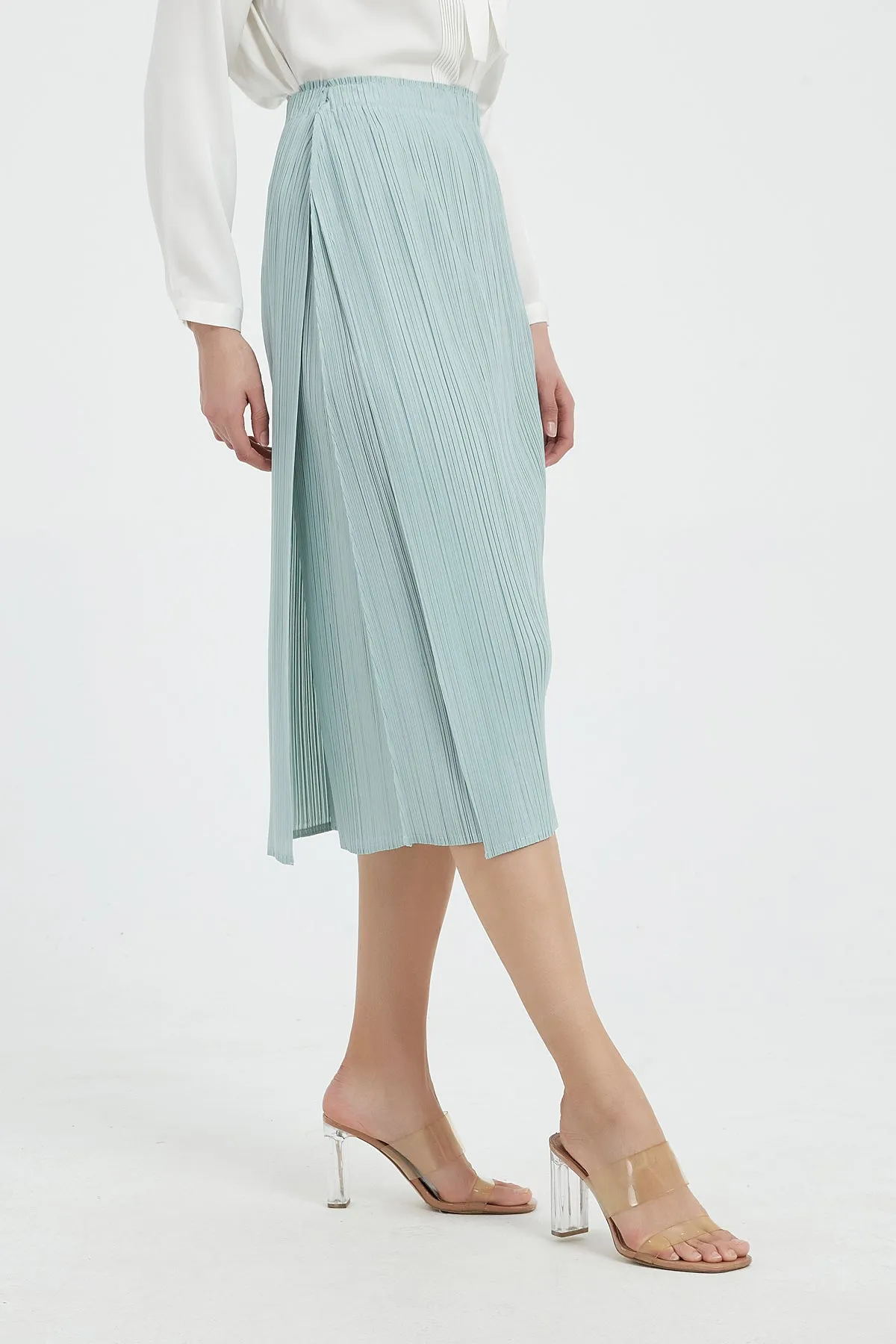 Giada Side Slit Pleated Pencil Skirt