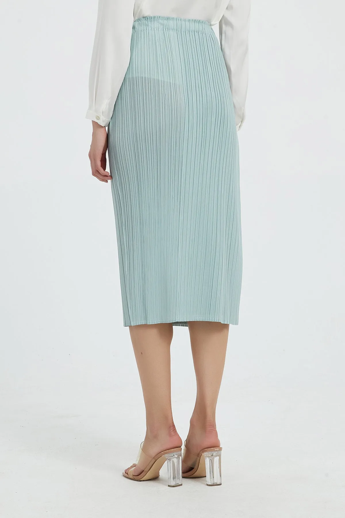 Giada Side Slit Pleated Pencil Skirt
