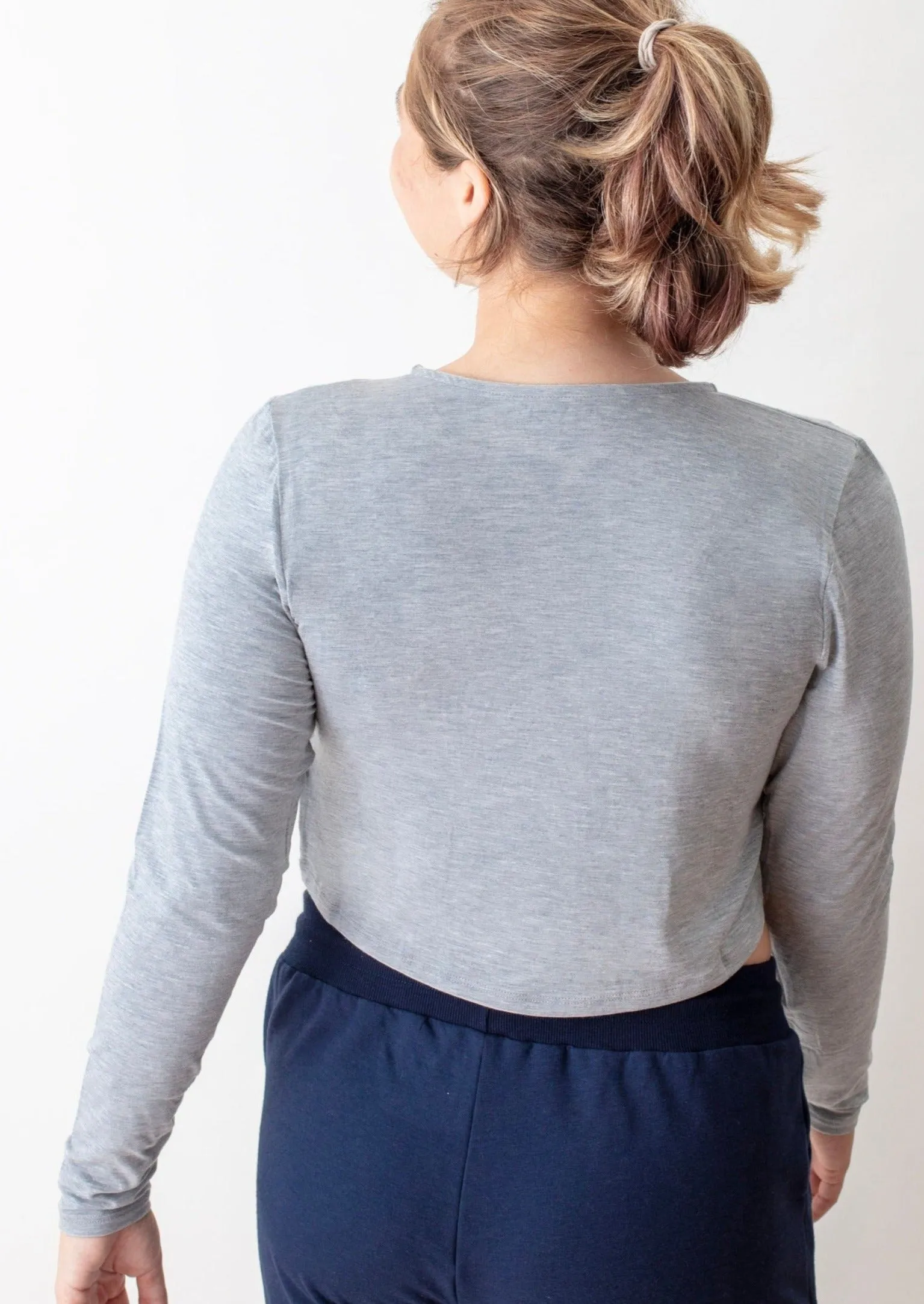 Morgan HEATHER GREY Crop Long Sleeve Tee