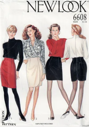 New Look 6608 Womens High Waisted Pencil Skirts 1980s Vintage Sewing Pattern Size 8 - 18 UNCUT Factory Folded